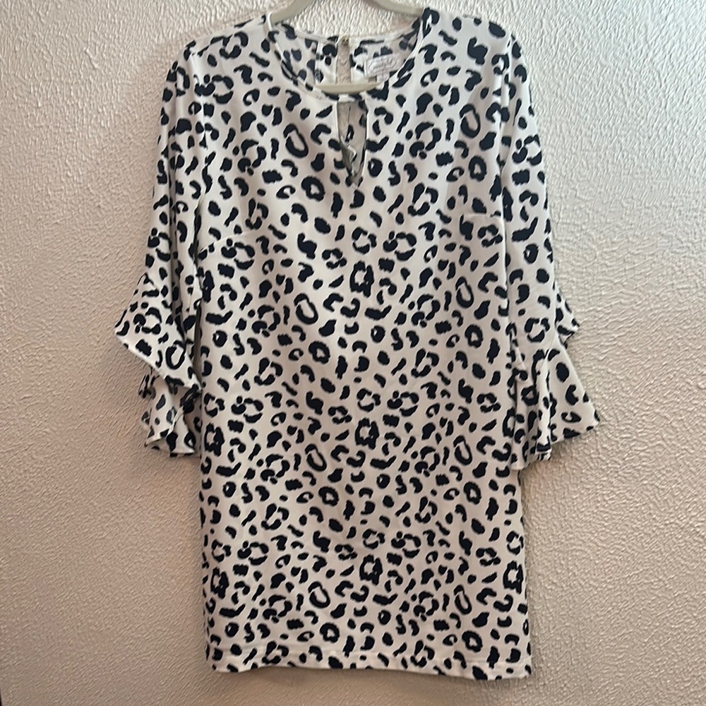 Mud Pie Black and White Leopard Long Sleeve Dress